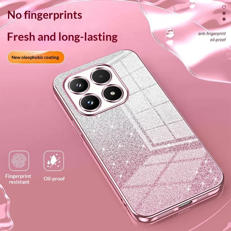 For Xiaomi 17 Case Electroplating Gradient Glitter TPU Phone Cover - Pink