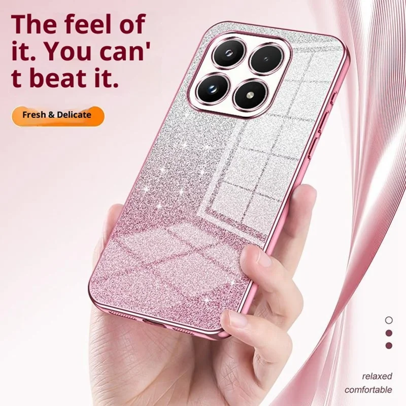 For Xiaomi 17 Case Electroplating Gradient Glitter TPU Phone Cover - Pink