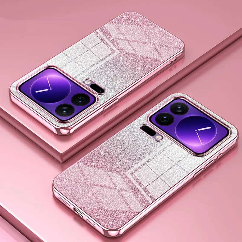 For Xiaomi 17 Pro Case Electroplating Gradient Glitter TPU Phone Cover - Pink