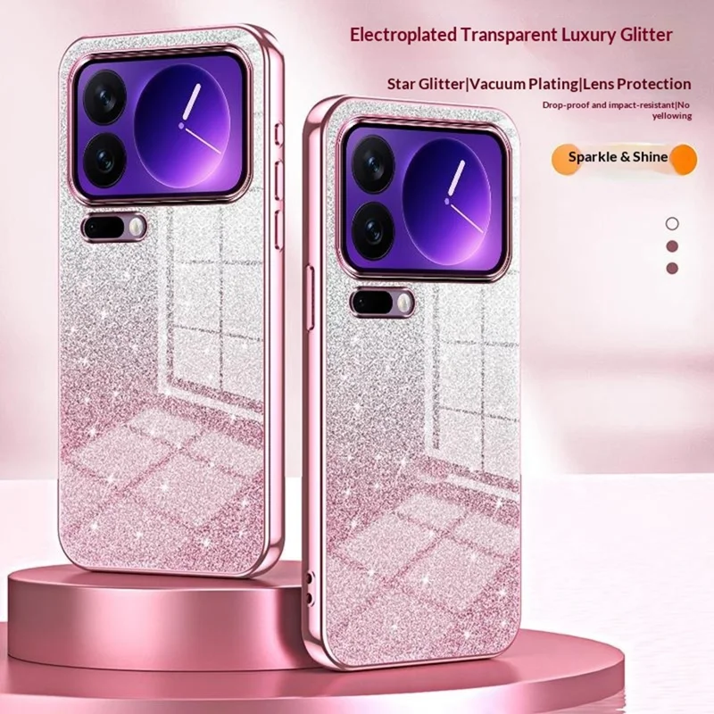 For Xiaomi 17 Pro Case Electroplating Gradient Glitter TPU Phone Cover - Pink