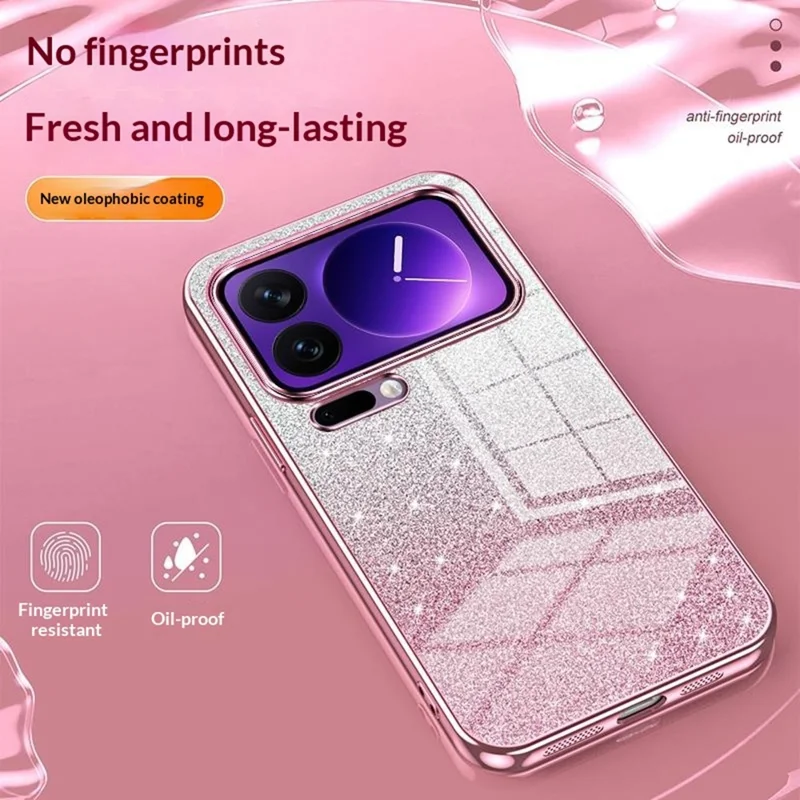 For Xiaomi 17 Pro Case Electroplating Gradient Glitter TPU Phone Cover - Pink
