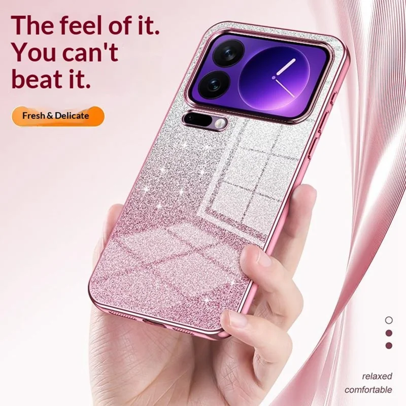 For Xiaomi 17 Pro Case Electroplating Gradient Glitter TPU Phone Cover - Pink