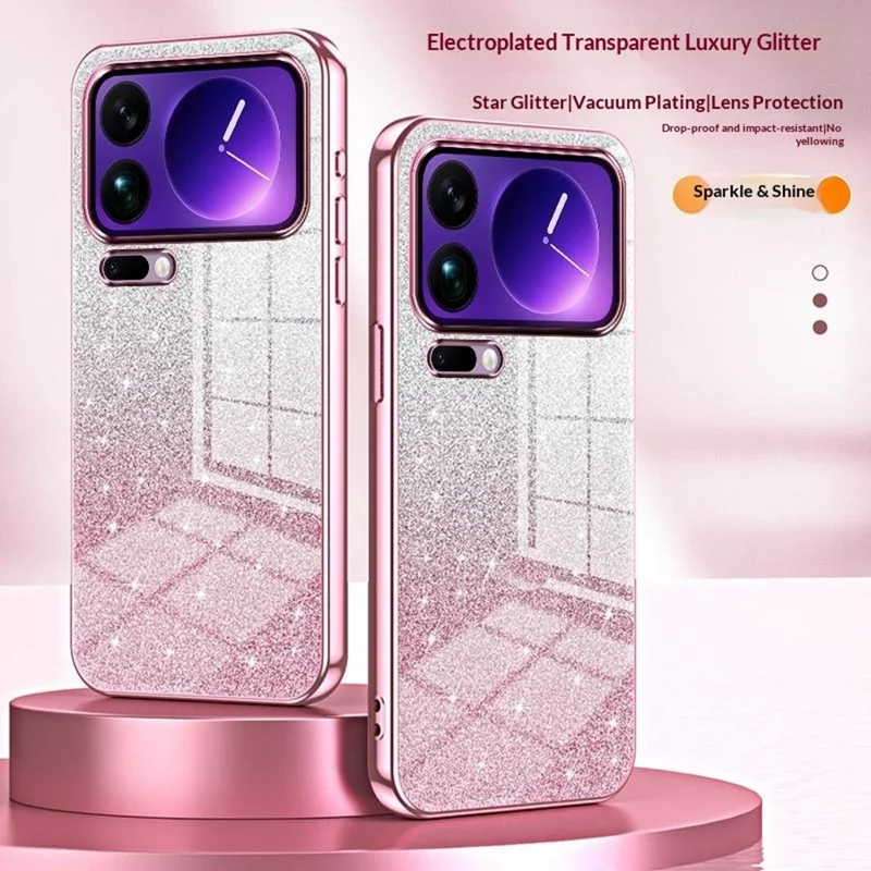 For Xiaomi 17 Pro Max Case Electroplating Gradient Glitter TPU Phone Cover - Pink