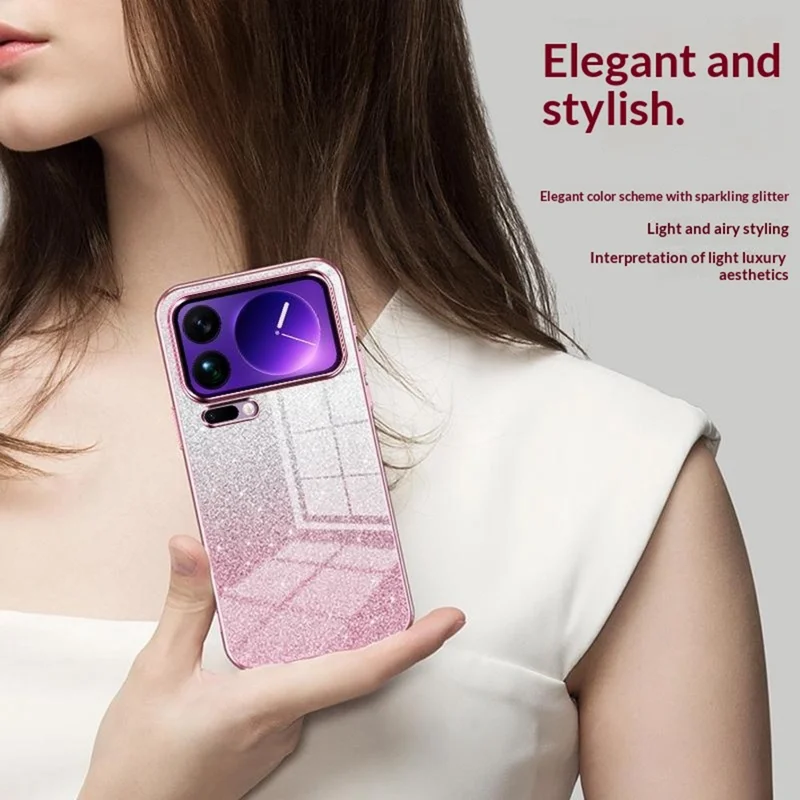 For Xiaomi 17 Pro Max Case Electroplating Gradient Glitter TPU Phone Cover - Pink