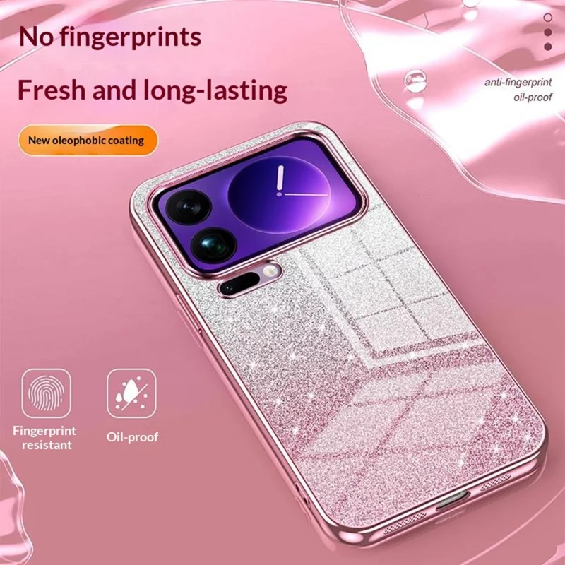 For Xiaomi 17 Pro Max Case Electroplating Gradient Glitter TPU Phone Cover - Pink