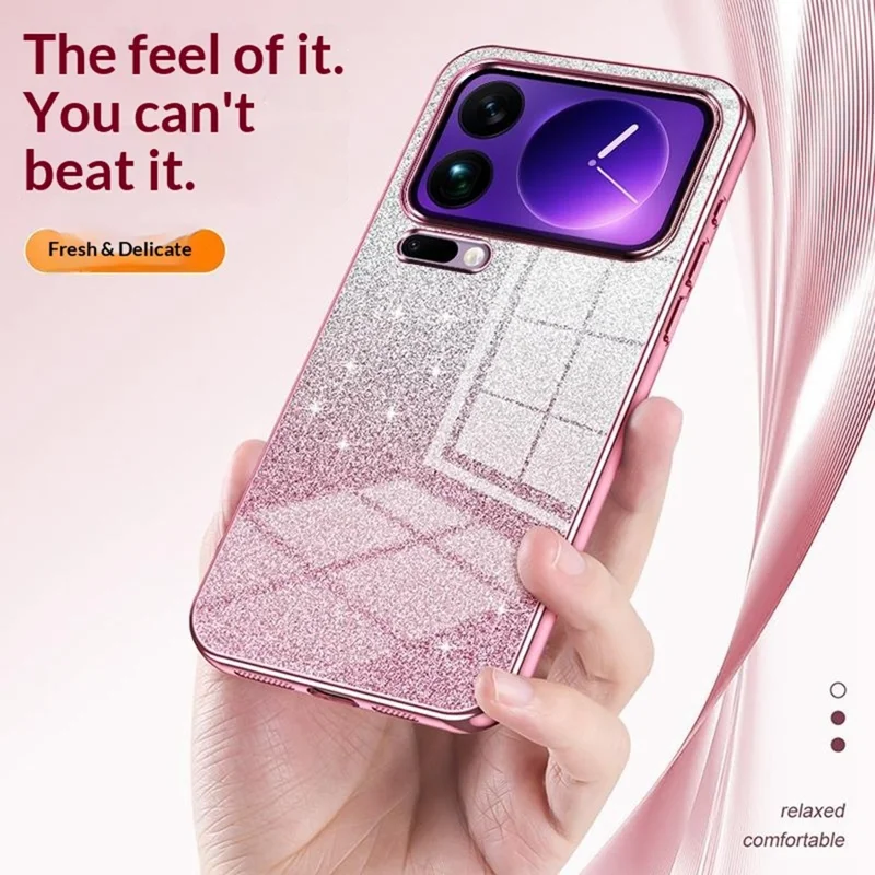 For Xiaomi 17 Pro Max Case Electroplating Gradient Glitter TPU Phone Cover - Pink