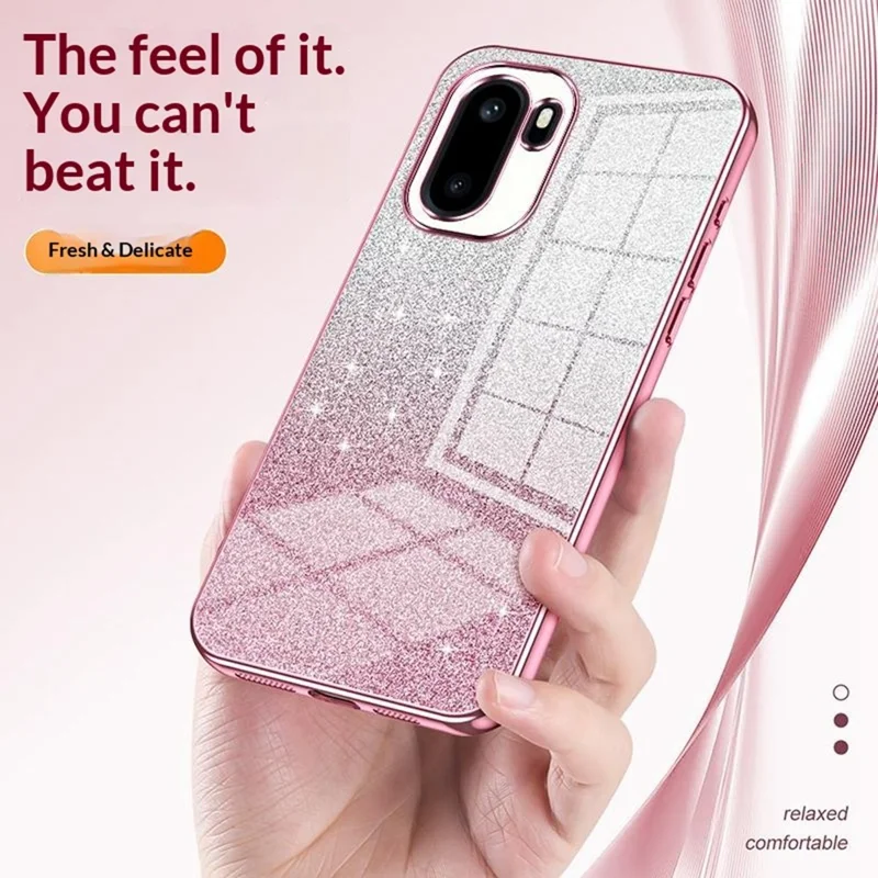 For OnePlus Ace 6 5G Case Electroplating Gradient Glitter TPU Phone Cover - Pink