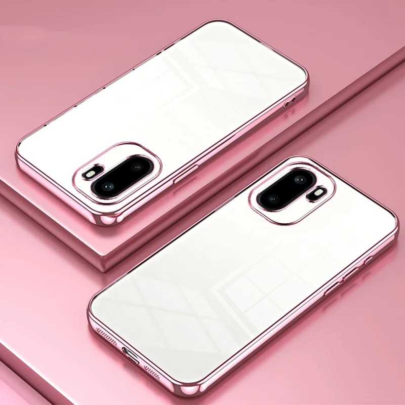 For OnePlus Ace 6 5G Case Electroplating Frame Soft TPU Phone Cover - Pink