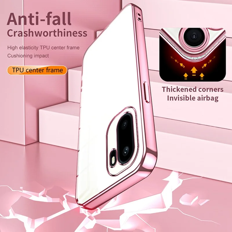 For OnePlus Ace 6 5G Case Electroplating Frame Soft TPU Phone Cover - Pink