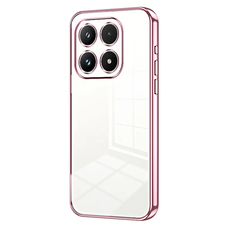 For Xiaomi 17 Case Electroplating Frame Soft TPU Phone Cover - Pink