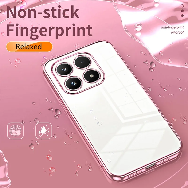 For Xiaomi 17 Case Electroplating Frame Soft TPU Phone Cover - Pink