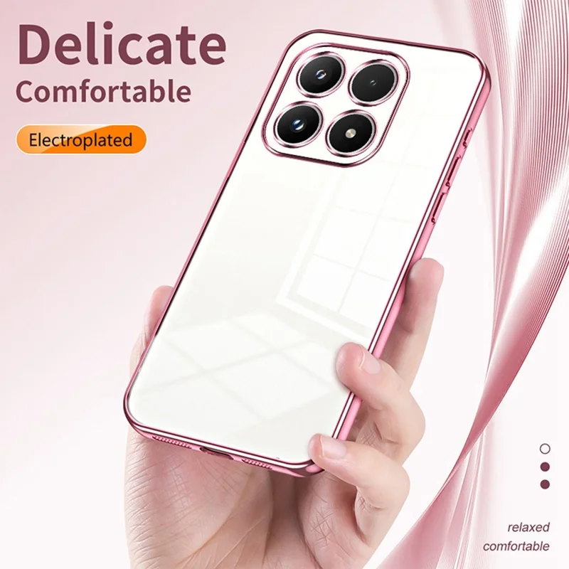 For Xiaomi 17 Case Electroplating Frame Soft TPU Phone Cover - Pink