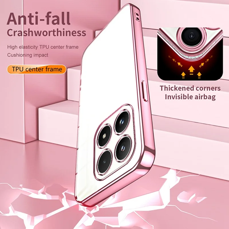 For Xiaomi 17 Case Electroplating Frame Soft TPU Phone Cover - Pink
