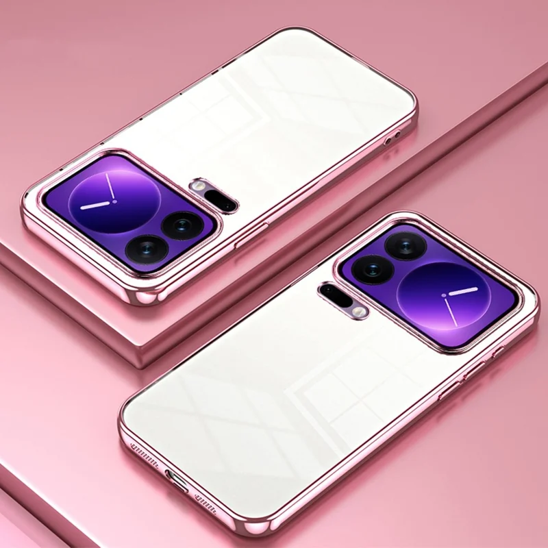 For Xiaomi 17 Pro Case Electroplating Frame Soft TPU Phone Cover - Pink