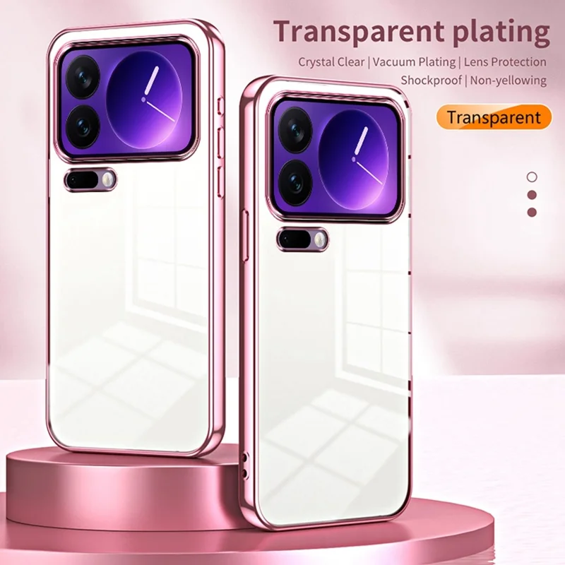 For Xiaomi 17 Pro Case Electroplating Frame Soft TPU Phone Cover - Pink