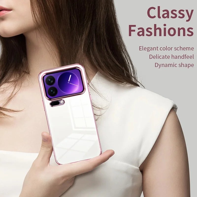 For Xiaomi 17 Pro Case Electroplating Frame Soft TPU Phone Cover - Pink