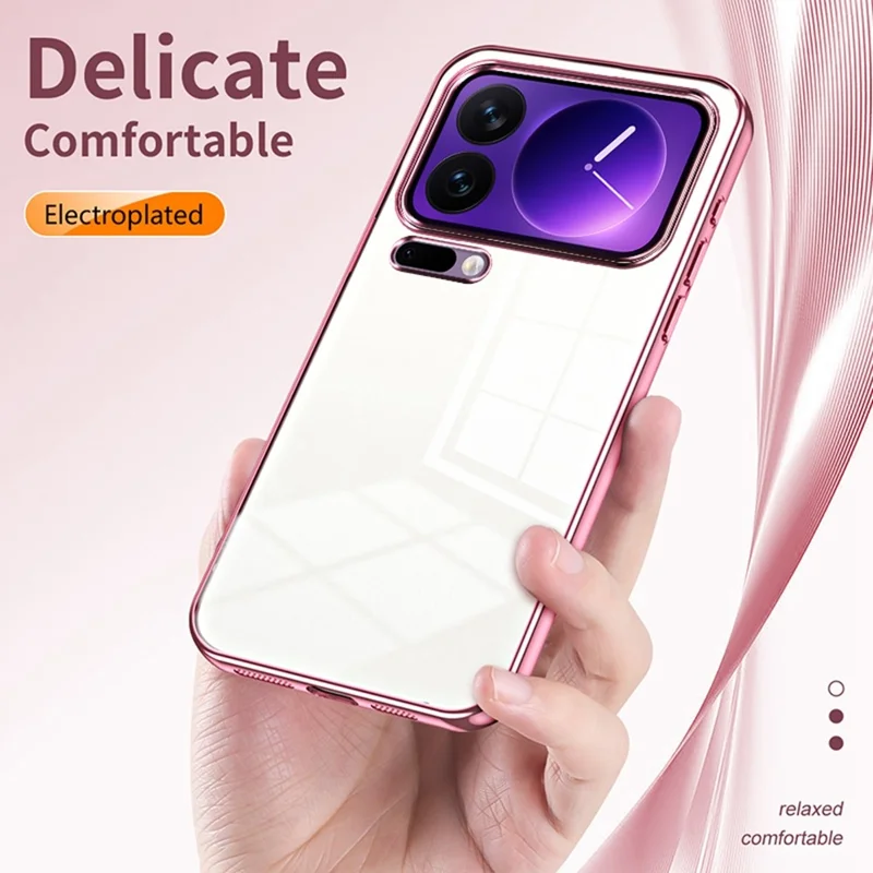 For Xiaomi 17 Pro Case Electroplating Frame Soft TPU Phone Cover - Pink