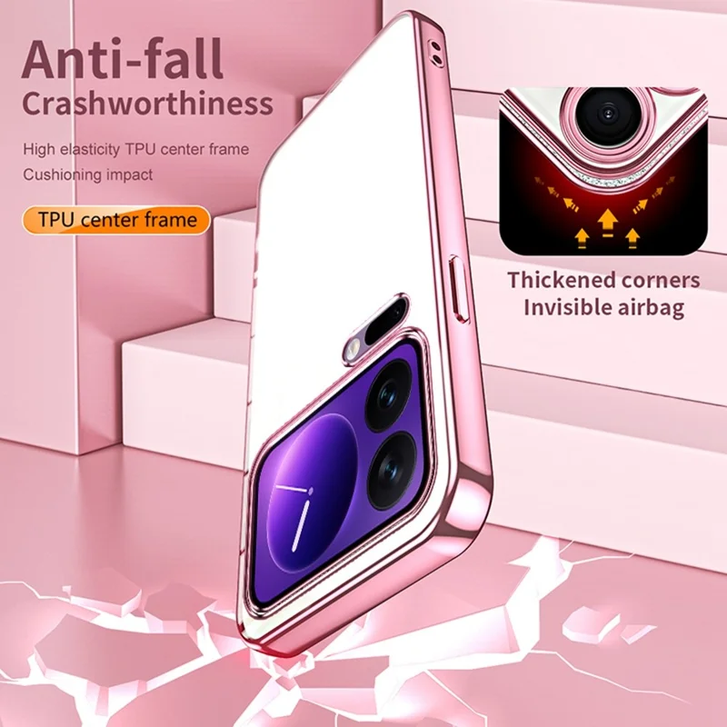 For Xiaomi 17 Pro Case Electroplating Frame Soft TPU Phone Cover - Pink