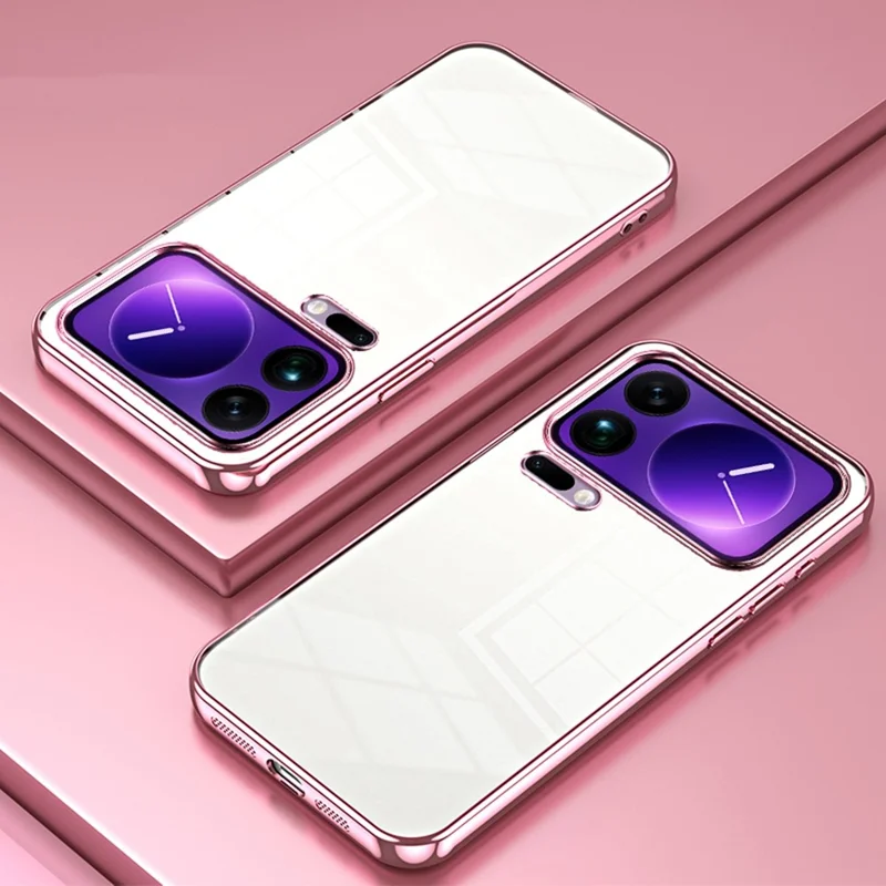 For Xiaomi 17 Pro Max Case Electroplating Frame Soft TPU Phone Cover - Pink