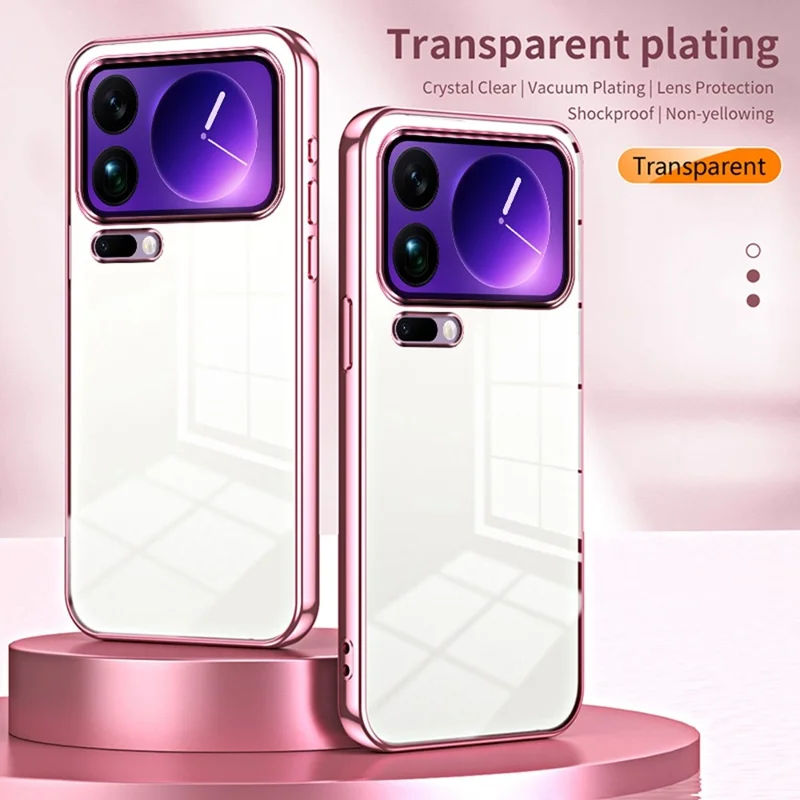 For Xiaomi 17 Pro Max Case Electroplating Frame Soft TPU Phone Cover - Pink