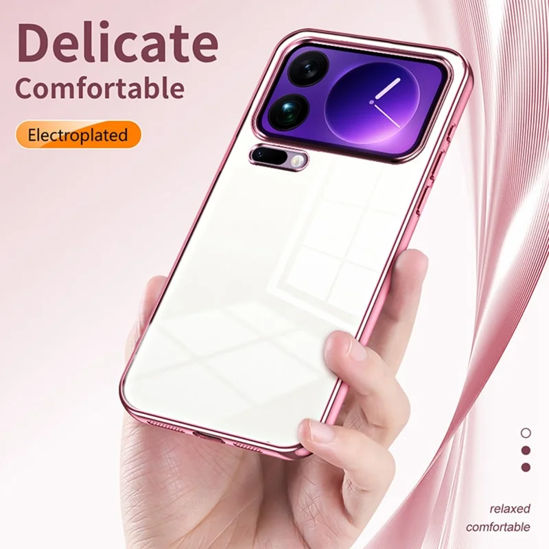 For Xiaomi 17 Pro Max Case Electroplating Frame Soft TPU Phone Cover - Pink