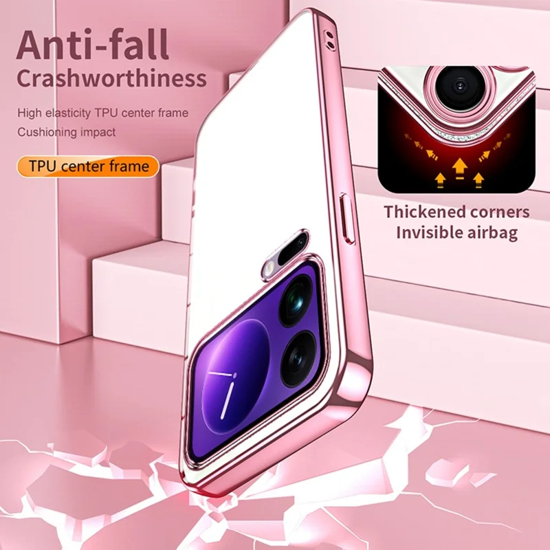 For Xiaomi 17 Pro Max Case Electroplating Frame Soft TPU Phone Cover - Pink