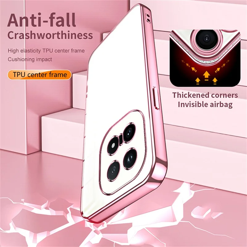 For vivo iQOO 15 5G Case Electroplating Frame Soft TPU Phone Cover - Pink