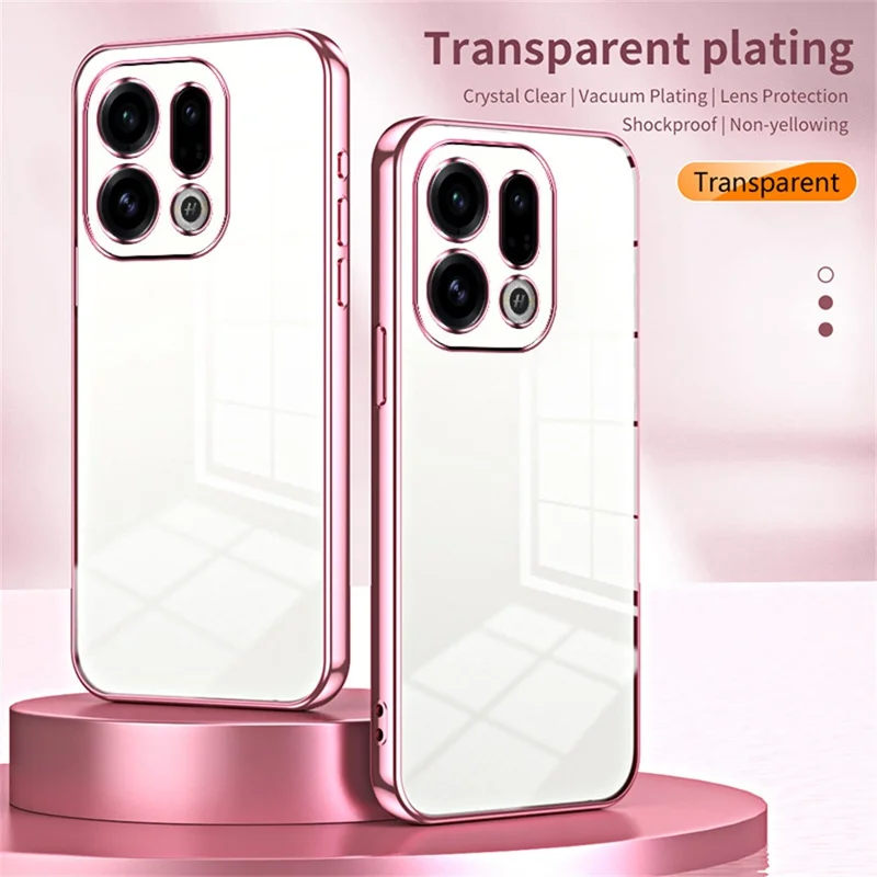 For Oppo Find X9 5G Case Electroplating Frame Soft TPU Phone Cover - Pink