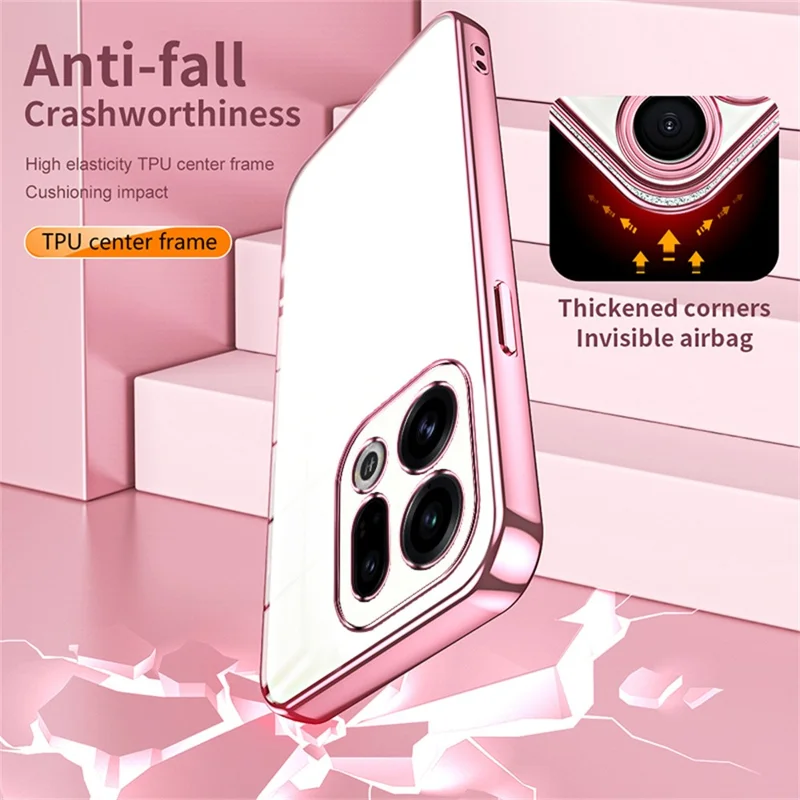 For Oppo Find X9 5G Case Electroplating Frame Soft TPU Phone Cover - Pink