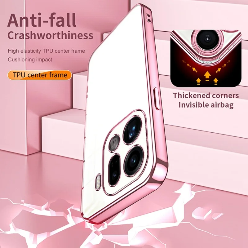 For Oppo Find X9 Pro 5G Case Electroplating Frame Soft TPU Phone Cover - Pink