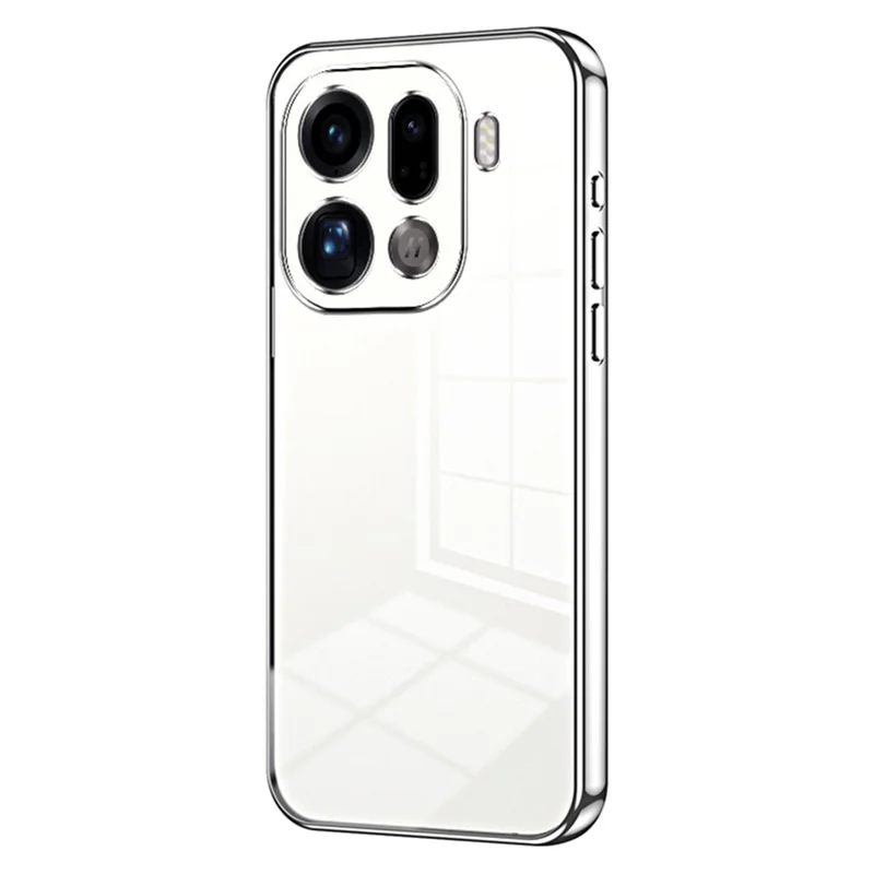 For Oppo Find X9 Pro 5G Case Electroplating Frame Soft TPU Phone Cover - Silver