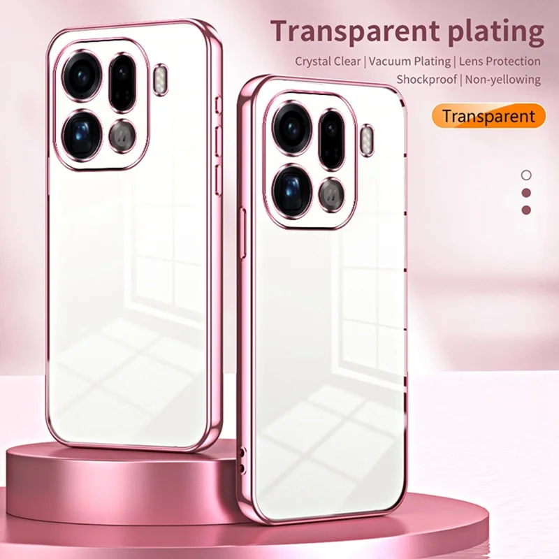 For Oppo Find X9 Pro 5G Case Electroplating Frame Soft TPU Phone Cover - Silver