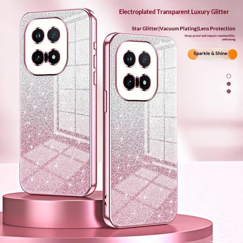 For vivo iQOO 15 5G Case Electroplating Gradient Glitter TPU Phone Cover - Pink