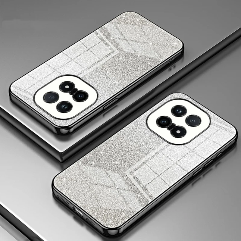 For vivo iQOO 15 5G Case Electroplating Gradient Glitter TPU Phone Cover - Black