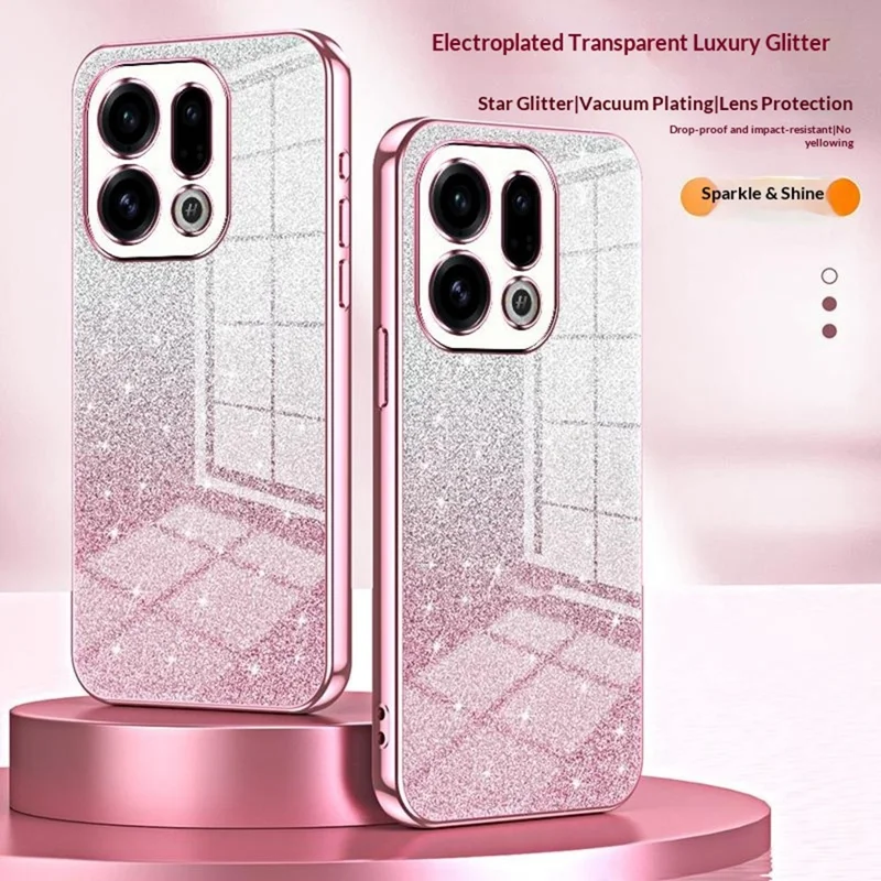 For Oppo Find X9 5G Case Electroplating Gradient Glitter TPU Phone Cover - Pink