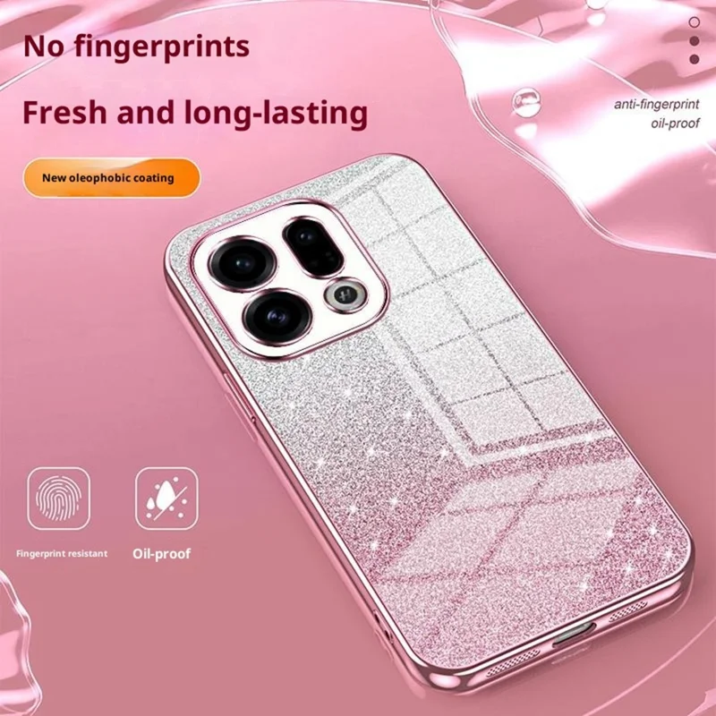 For Oppo Find X9 5G Case Electroplating Gradient Glitter TPU Phone Cover - Pink