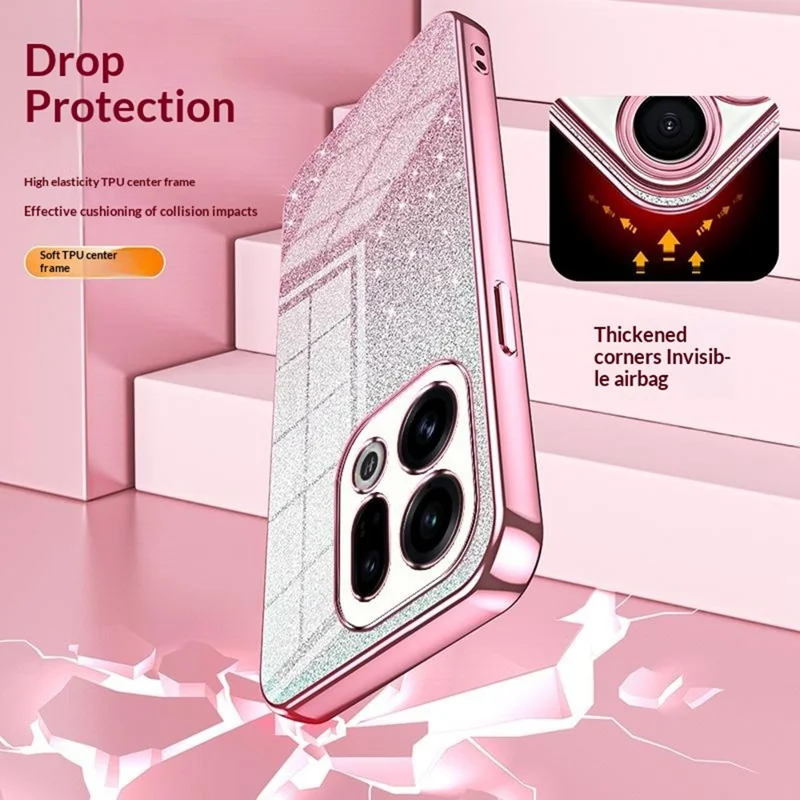 For Oppo Find X9 5G Case Electroplating Gradient Glitter TPU Phone Cover - Pink