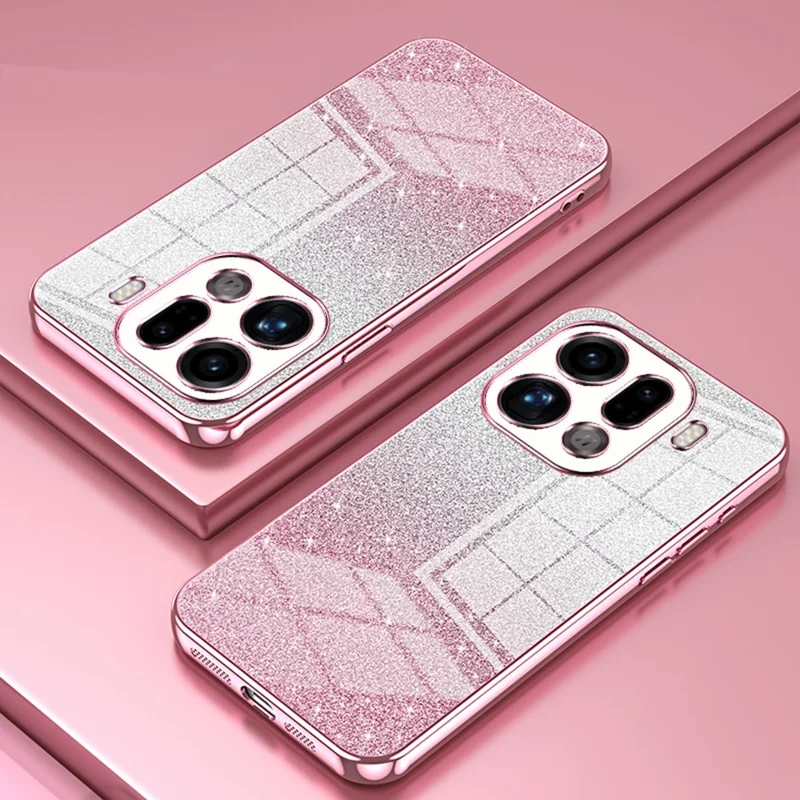 For Oppo Find X9 Pro 5G Case Electroplating Gradient Glitter TPU Phone Cover - Pink