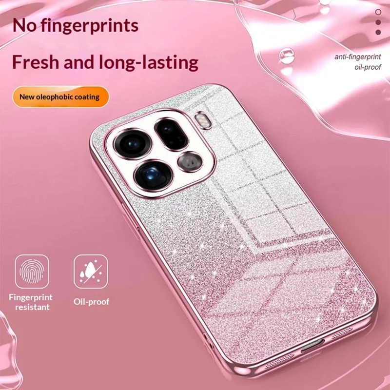 For Oppo Find X9 Pro 5G Case Electroplating Gradient Glitter TPU Phone Cover - Pink