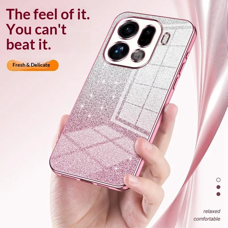 For Oppo Find X9 Pro 5G Case Electroplating Gradient Glitter TPU Phone Cover - Pink