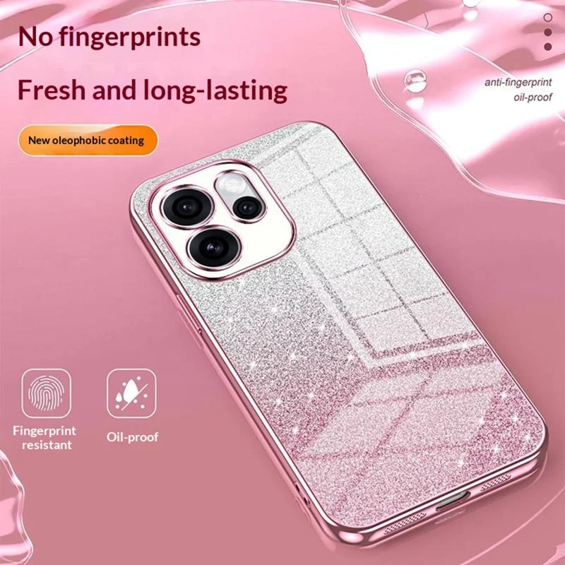 Phone Case For Oppo Reno15 Pro Max 5G (Global)  /  Reno15 Pro 5G (China) Electroplating Gradient Glitter TPU Phone Cover - Pink