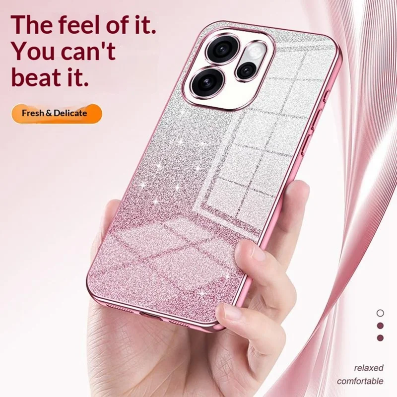Phone Case For Oppo Reno15 Pro Max 5G (Global)  /  Reno15 Pro 5G (China) Electroplating Gradient Glitter TPU Phone Cover - Pink