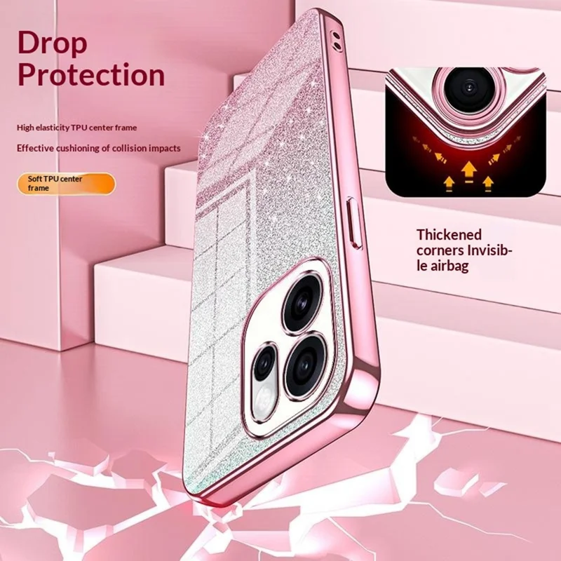 Phone Case For Oppo Reno15 Pro Max 5G (Global)  /  Reno15 Pro 5G (China) Electroplating Gradient Glitter TPU Phone Cover - Pink
