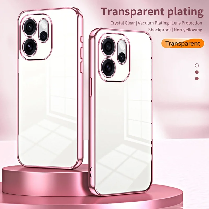 Phone Case For Oppo Reno15 Pro Max 5G (Global)  /  Reno15 Pro 5G (China) Electroplating Frame Soft TPU Phone Cover - Pink