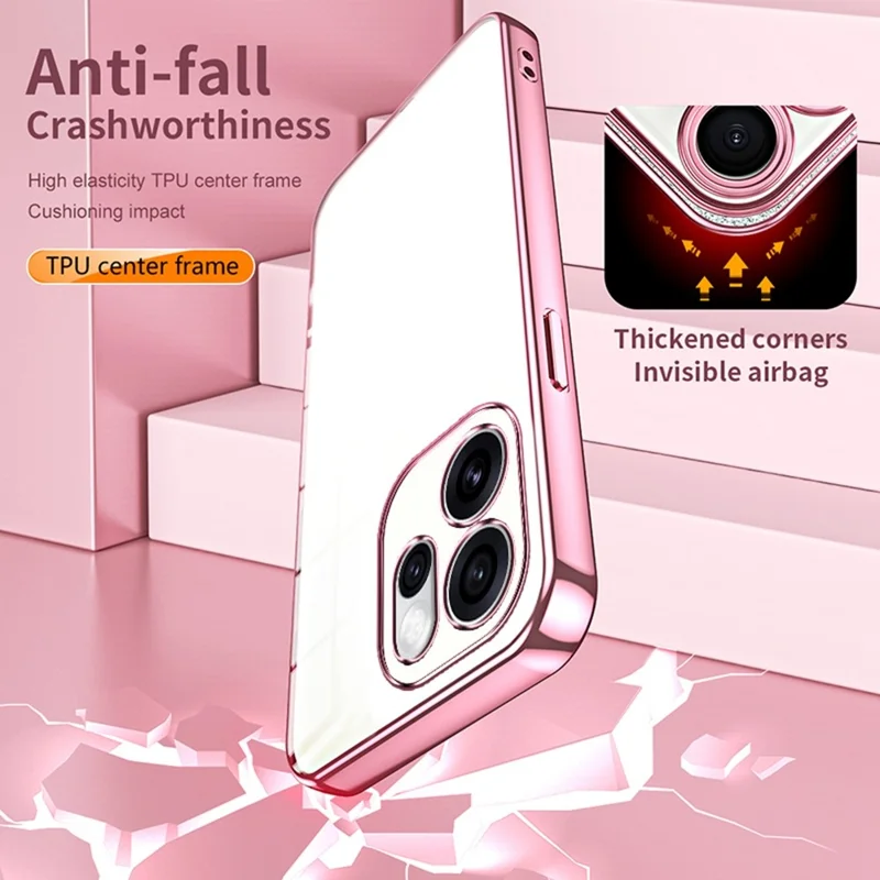 Phone Case For Oppo Reno15 Pro Max 5G (Global)  /  Reno15 Pro 5G (China) Electroplating Frame Soft TPU Phone Cover - Pink