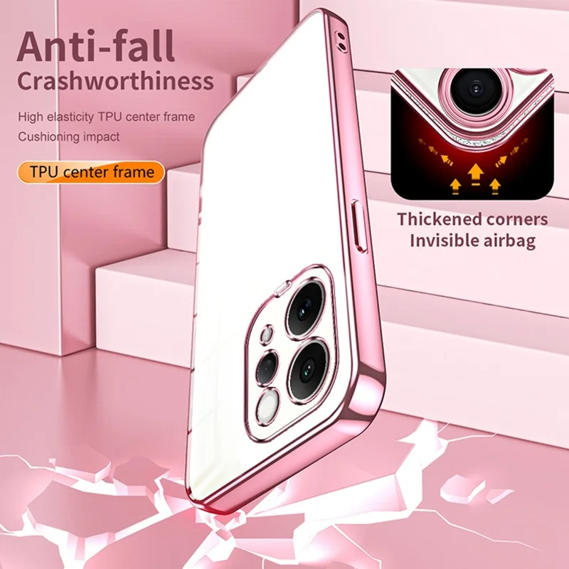 For vivo S50 5G Case Electroplating Frame Soft TPU Phone Cover - Pink