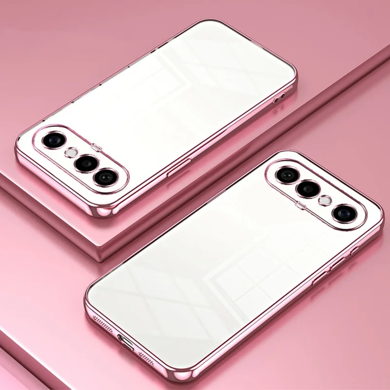 For vivo S50 Pro mini 5G Case Electroplating Frame Soft TPU Phone Cover - Pink