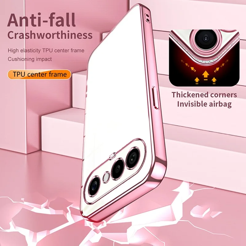 For vivo S50 Pro mini 5G Case Electroplating Frame Soft TPU Phone Cover - Pink