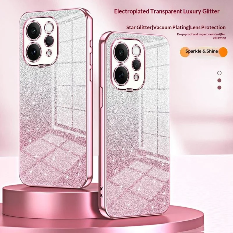 For vivo S50 5G Case Electroplating Gradient Glitter TPU Phone Cover - Pink