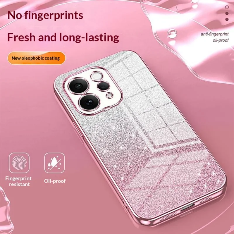For vivo S50 5G Case Electroplating Gradient Glitter TPU Phone Cover - Pink